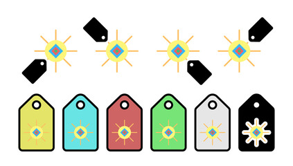 Poster - Sun color vector icon in tag set illustration for ui and ux, website or mobile application