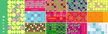Mega Collection Of Patterns. Seasons. Summer, Winter, Autumn, Spring. A Set Of Vector Illustrations.