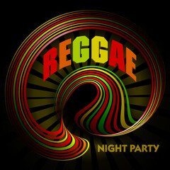 Aufkleber - Reggae night party banner or flyer template. Vector graphics