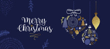 Merry Christmas Gold Winter Doodle Web Template