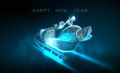 Wall Mural - New Year's futuristic background with Santa in a sleigh surrounded by starry space