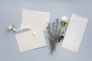 Sticker - Romantic lavender mock up. Wedding invitation card.