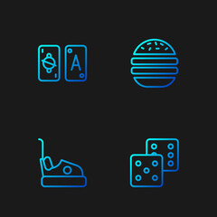 Canvas Print - Set line Game dice, Bumper car, Tarot cards and Burger. Gradient color icons. Vector