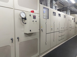 Wall Mural - A lot of electrical cabinets located on enterprise substation