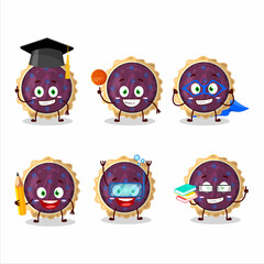 Poster - School student of blueberry pie cartoon character with various expressions