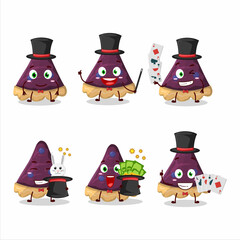 Sticker - A slice of blueberry pie Magician cartoon character perform on a stage