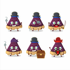 Canvas Print - Cartoon character of slice of blueberry pie with various pirates emoticons