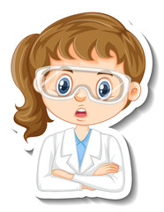 Sticker - Scientist girl cartoon character sticker