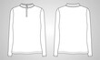 Long Sleeve With Half Zip, High Neck, Sweatshirt for ladies. Technical fashion flat sketch Apparel Vector  illustration Template Front and back views. Women's Unisex CAD mock up.