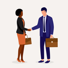 Two Business Owner Of Different Ethnicities Handshaking.