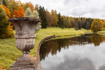 Wall Mural - beautiful autumn park at sunny weather