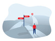© TA design - A Businessman standing on the asphalt road over the hills,Decide direction toward goal 2021 vector illustrator.