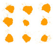 Sammlung von 9 orangen Farbklecksen