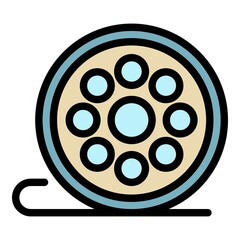 Canvas Print - Movie reel icon. Outline movie reel vector icon color flat isolated