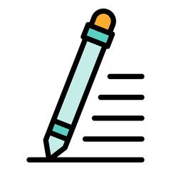Sticker - Pencil icon. Outline pencil vector icon color flat isolated