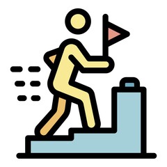 Poster - Step up icon. Outline step up vector icon color flat isolated