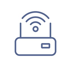 Wall Mural - simple lineart icon of router with good solid wifi signal. wireless internet connection sign. modem 