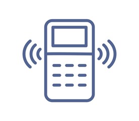 Wall Mural - remote controller with signal waves icon in line art style. notification from smart home control con