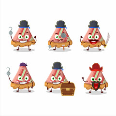 Wall Mural - Cartoon character of slice of rhubarb pie with various pirates emoticons