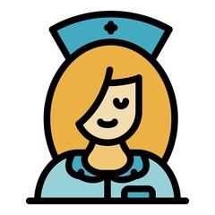 Sticker - Medical nurse icon. Outline medical nurse vector icon color flat isolated