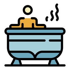 Wall Mural - Man in the jacuzzi icon. Outline man in the jacuzzi vector icon color flat isolated