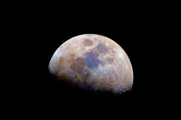Wall Mural - mineral moon with its natural colors in the black sky. taken with my telescope using the lucky imagi