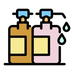 Sticker - Liquid hand soap icon. Outline liquid hand soap vector icon color flat isolated