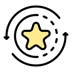 Sticker - Star in the circle and arrows icon. Outline star in the circle and arrows vector icon color flat isolated