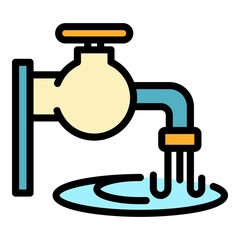 Sticker - Water tap icon. Outline water tap vector icon color flat isolated