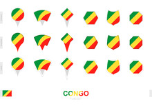 Collection Of The Congo Flag In Different Shapes And With Three Different Effects.