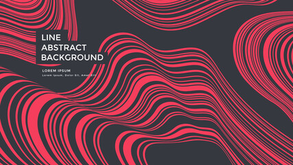 Wall Mural - Red striped line background. Abstract linear wave compositions for cover, poster, landing page. Minimal fluid shapes illustration.