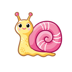 Wall Mural - Cute snail on a white background. Vector illustration