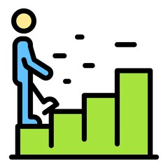 Wall Mural - Walking process graph icon. Outline walking process graph vector icon color flat isolated