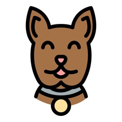 Wall Mural - Cute dog head icon. Outline cute dog head vector icon color flat isolated