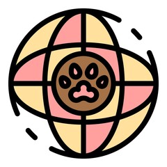 Sticker - Global dog handler icon. Outline global dog handler vector icon color flat isolated
