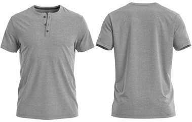 (GRAY MELANGE) 3D render short sleeve Henley shirt 3 button