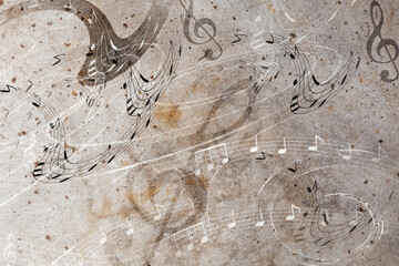 Fototapete - beautiful abstract colorful collage with music notes.