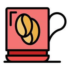 Sticker - Coffee metal mug icon. Outline coffee metal mug vector icon color flat isolated