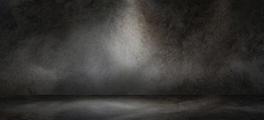 Wall Mural - dark concrete cement room with floor and modern wall background