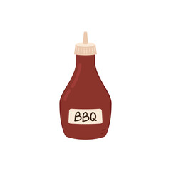 Wall Mural - BBQ sauce in bottle vector. BBQ sauce on white background.