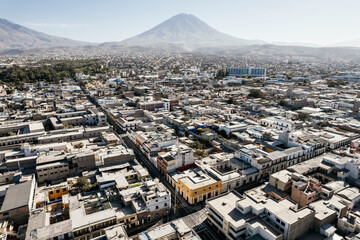 Wall Mural - Aerial view of Arequipa, Peru with Volcano view