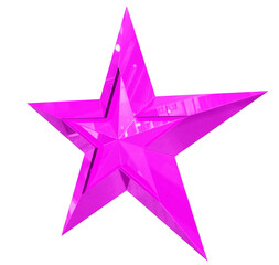 Wall Mural - 5 point star - Christmas Star - purple pink single isolated on white - 3d rendering