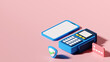 © hasan - payment with post terminal method. payment with credit card or debit card concept 3d render