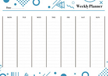 Minimalist Planner Page Template Per Week. Organizer Page, Diary And Daily Control Book. Life Planner, Weekly Organizer Or Office Schedule List. 