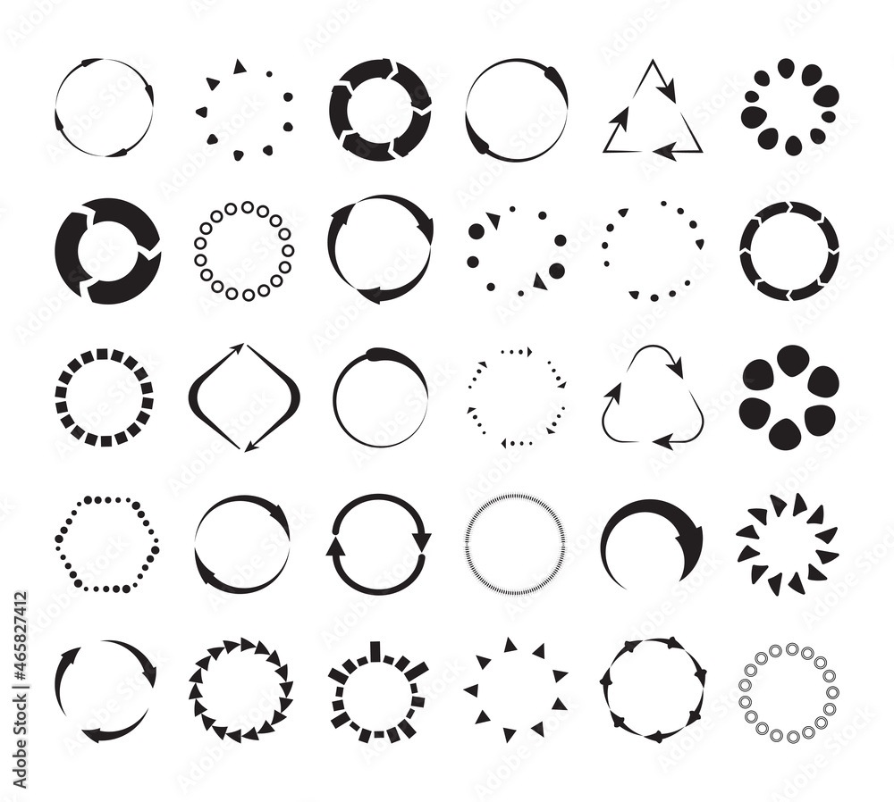 Collection of black color loading icons. Elements for websites and ...