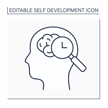 Self-discovery line icon. Process of gaining knowledge. Understanding of your abilities, character, and feelings.Self-development concept. Isolated vector illustration. Editable stroke