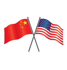 Canvas Print - usa and china flags crossed alliance