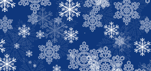 Canvas Print - Christmas decor illustration with white snowflake on blue background