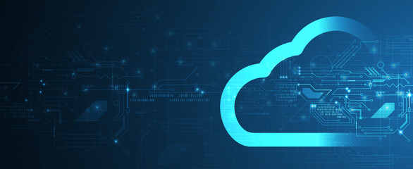 Cloud technology. Integrated digital web concept background