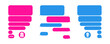 Pink and blue text messages. Chatting girl with a guy. Flat phone text bubbles on white background. Isolated vector sms dialogue and message bubbles templates.